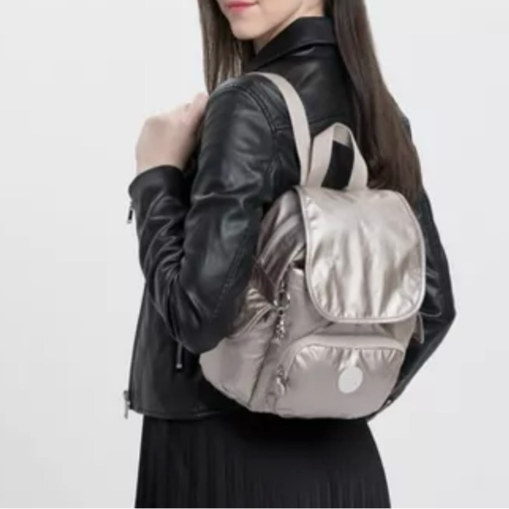 Modern Silver Backpack with Minimalist Design